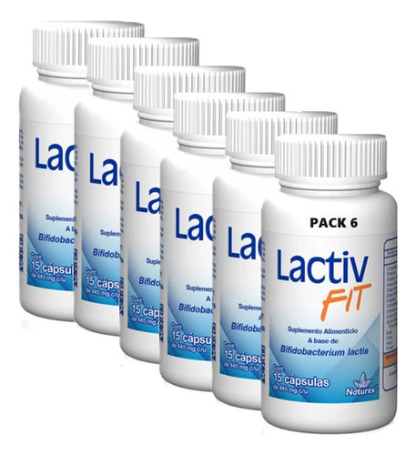 Pack Lactiv Fit 6 Suplementos Tratamiento Completo Para 3 Meses 15 Cápsulas C/u Bifidobacterium Lactis Bpl1 Mejora Salud Digestiva Refuerzo Inmunológico