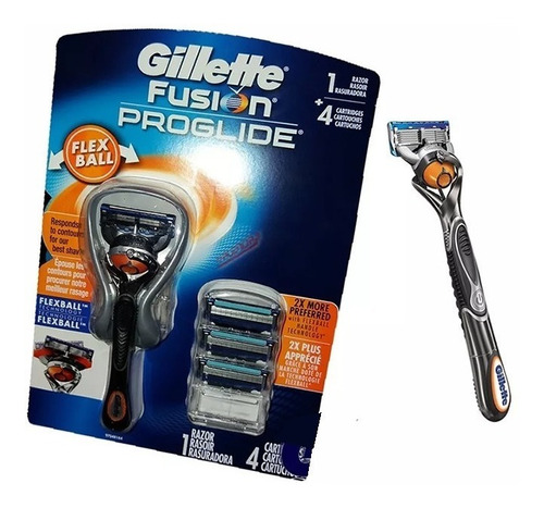 Maquina De Afeitar Gillette Fusión Proglide Con  4 Repuestos