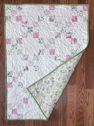 Rosa's Irish Chain Baby Quilt Kit With Green Bicycle Cotton