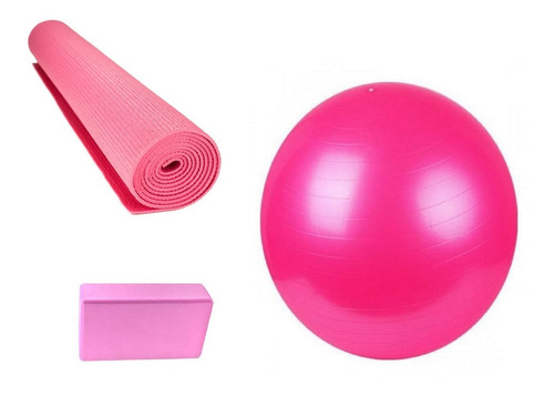 Imagen 1 de 5 de Set Yoga Pilates Mat Colchoneta Pelota Esferodinamia + Brick