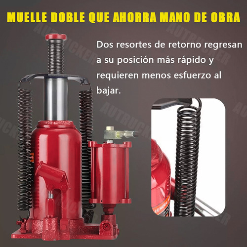 Autrucker Gato de Botella Hidráulico de Aire 20ton con Agarradera Rojo