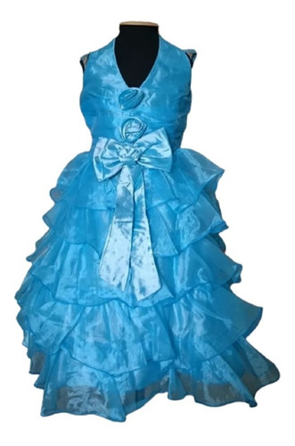 Vestido Infantil Festa  Frente Única  Elsa Cinderela Azul