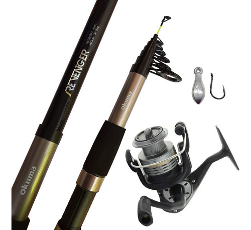 Combo De Pesca Caña 3.60 M Telescópica Carrete 4000 Nylon