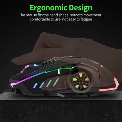 Ratón Ergonómico Con Cable Usb Con Dpi Ajustable Y Colorido