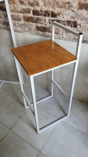 Mesa Desayuno Barra 120x60 + 4 Taburetes Industrial Madera