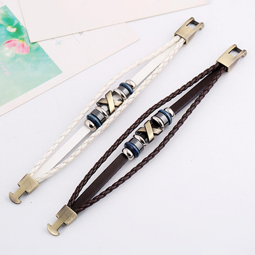 2 Paquete De 2 A 4 Pulseras De Cuero Trenzado A La 2 Piezas