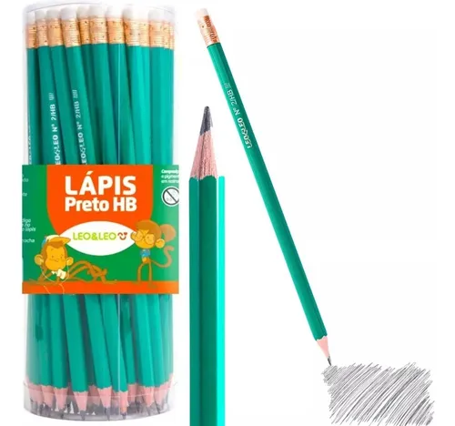 Lápis Preto Pote 72 Unidades Leo & Leo Grafite Hb Sextav...