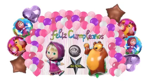 Juego de globos coloridos para cumpleaños de 3 años, Masha and the Bear  Masha y el Oso