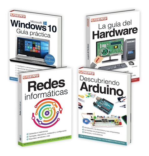 Libros Users: Windows 10 ; Guia Hardware;  Redes; Arduino