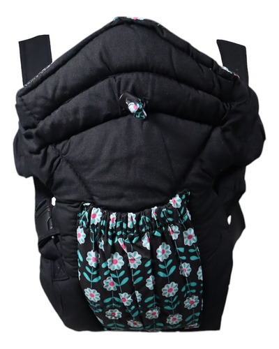 Cangurera Para Bebé 2 En 1 Ergonómica Rosa Color Negro Flores