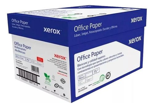 Caja De 5000 Hojas Blanca T/oficio Xerox Azul 97% Blancura