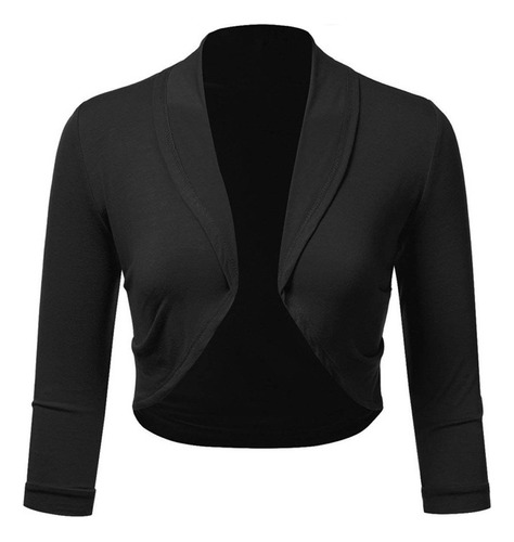 Cardigã Feminino G Plus Size Solid Bolero Open Front Cr 8451