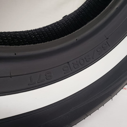 Imagem 4 de 7 de 1 Pneu 165/80 R15 Faixa Branca Aro 15 Fusca Kombi Nankang