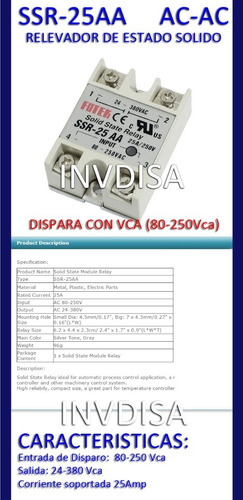 Imagen 2 de 2 de Relevador De Estado Solido Inp:80-250vca Out:24-380vca
