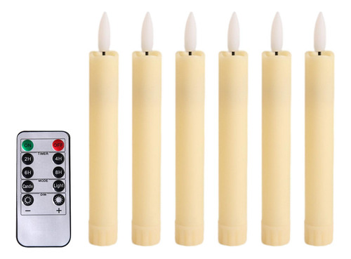 6 Piezas De Velas De Pilar Led Velas Cónicas Sin Llama