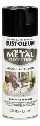 Pintura Aerosol Antióxido Metal Protection 340 Gr Rust Oleum Color Negro Brillante