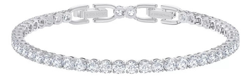 A Pulsera Tennis Deluxe Blanca Con Baño De Rodio