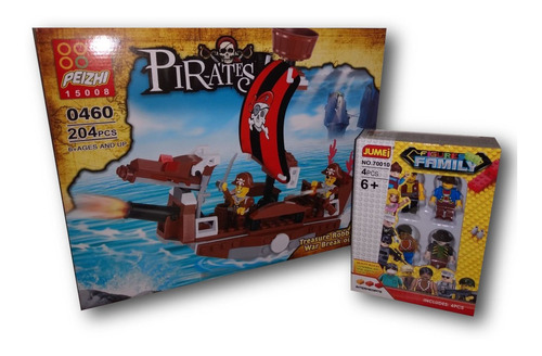 Combo Barco Pirata 204 Pzas Y 4 Personaje