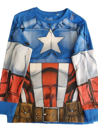 Polo De Algodón De Capitán América De Marvel Importado T6