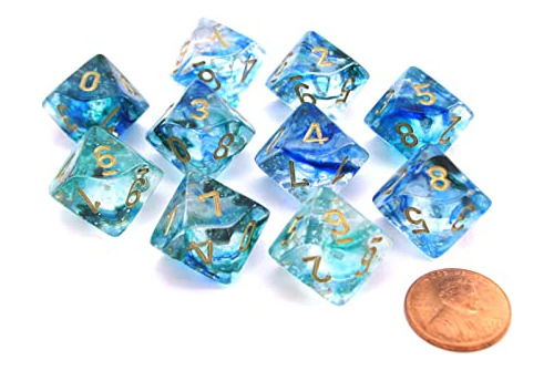 Set Dados D10 Nebula Luminary - Oceanic W/gold