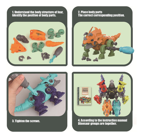Set De Juguetes De Dinosaurios Removibles 5 En Uno Q Diy Par