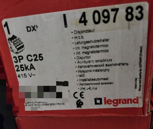 Interruptor Automatico 3p 25a Curva C 25ka Legrand Rf 409783