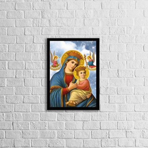 Quadro Nossa Senhora Do Perpétuo Socorro 33x24 Moldura Preta