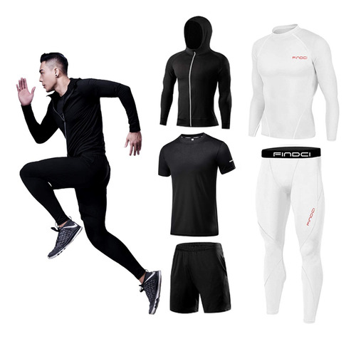 Conjunto 5 Uds Traje Entrenamiento Para Hombre Ropa Fitness