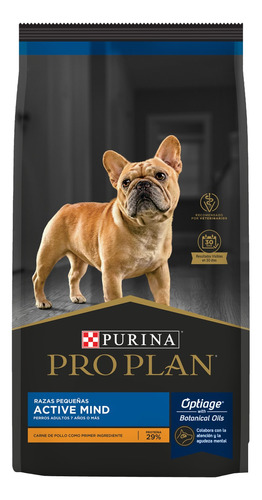 Alimento Pro Plan OptiAge Active Mind 7+ para perro senior de raza pequeña sabor pollo y arroz en bolsa de 3 kg