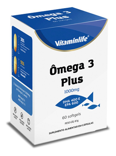 Ômega 3 Plus 1000mg Vitaminlife - 60 Cápsulas