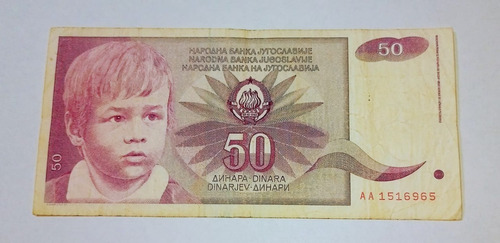 Billetede 50 Dinares Yugoslavia 1990- P.66 Vf