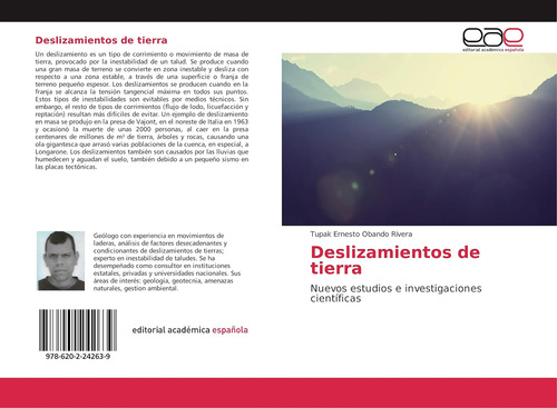 Libro: Deslizamientos Tierra: Nuevos Estudios E Investiga