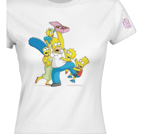 Camiseta Cuello Redondo Homero, Bart, Lisa Simpson Serie Idk