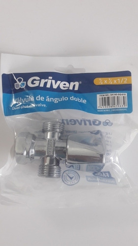 Llave Arresto Doble 1/2 X 1/2 Metálica Pack De 2 Griven
