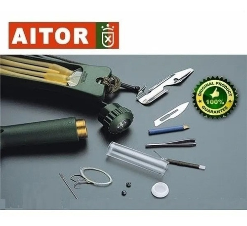 Cuchillo Aitor Jungle King 3 Verde C/ Kit Supervivencia.