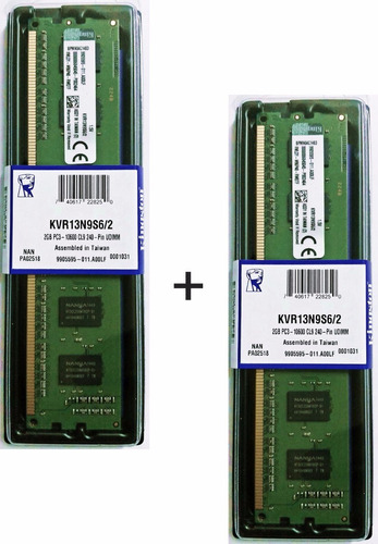 Memória Kingston Ddr3 4gb 1333mhz Dual Pc3 10600 Kit 2x2