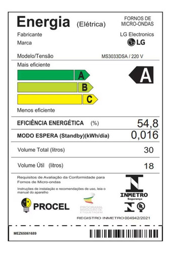 Micro-ondas LG Ms3033ds Neochef 30l Limpa Fácil