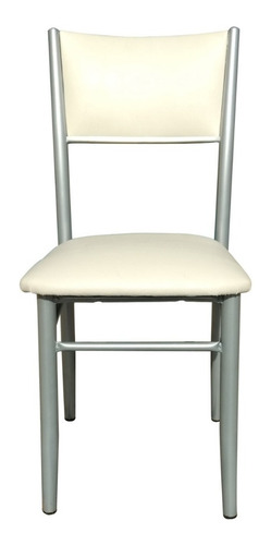 Silla Cocina Comedor Caño Pintada Tapizada Eco Cuero Estructura De La Silla Gris/aluminio