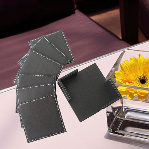 Tapete De Mesa De Piel Sintética Negro Resistente Al Calor,