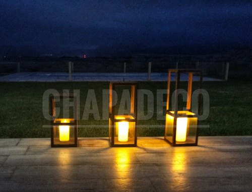 Imagen 3 de 4 de Fanal Mediano Hierro Faról Porta Vela Deco Vintage/negro