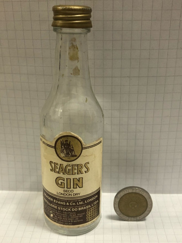 Antigua Botellita Miniatura Seagers Gin En Olivos Cod 74 Zwt