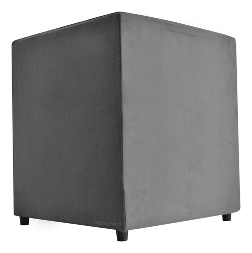 Puff Quadrado Cubo Suede Banqueta Puff Sala Cor Cinza Cromio