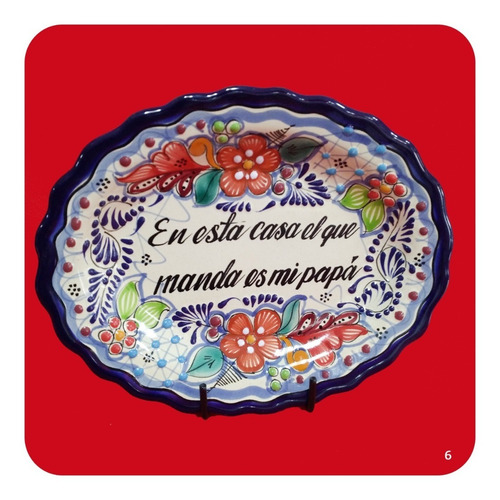 Imagen 4 de 5 de Platón Placa Talavera Poblana C/frase Decorativa Gde. 31 Plc