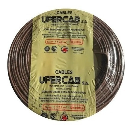Imagen 1 de 1 de Cable Unipolar 2,5 Mm Upercab Normalizado Iram X 100 Metros
