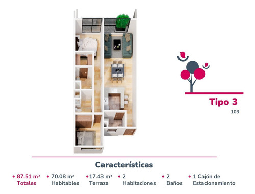 Departamento Con Roof Garden Privado 2 Recamaras 2 Baños Y 2 Estacionamientos