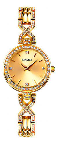 Reloj Mujer Skmei 1738 Minimalista Elegante Clasico Color de la malla Dorado