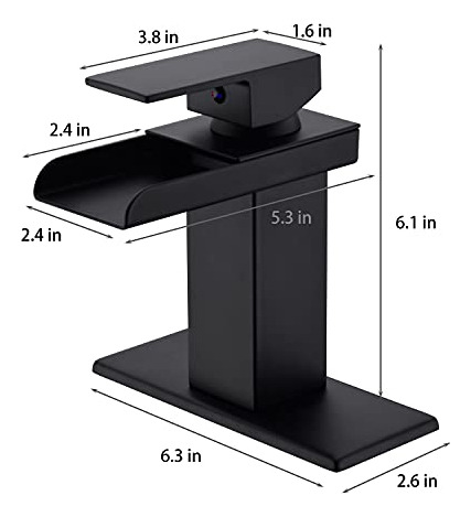 Grifo Lavabo Cascada Negro, Monomando 1 Orificio, Moderno Co