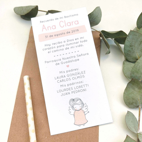 Imagen 5 de 8 de Kit Imprimible Angelito Bautismo Nena Personalizado