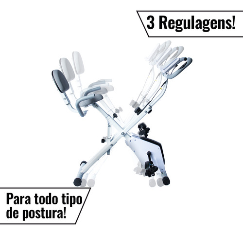 Bicicleta Ergométrica Bike Vertical Dobrável Magnética Cor Branco