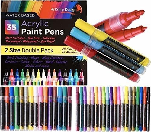 Set De 35 Plumones De Pintura Acrilica Premium De Agua      